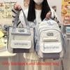 Blocked Color Simple Letter Print Student Backpack Shoulder Bag Set For School