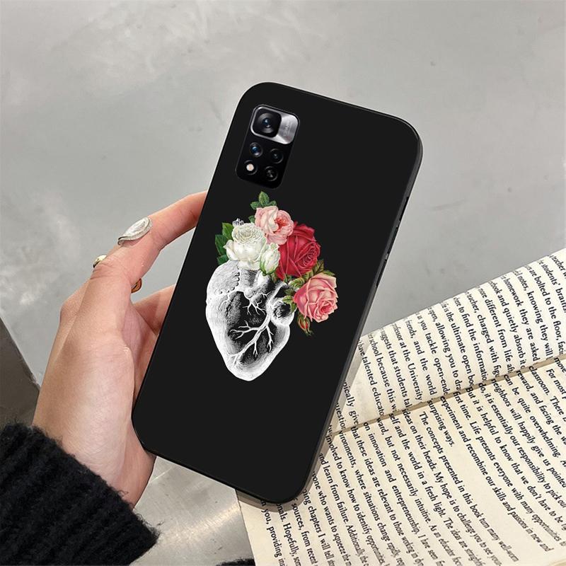 

Чехол для телефона с сердечком и цветком для Xiaomi Redmi note 13 12 Pro 11S 11 10 Pro 10S 12S Redmi 10 13C 9C Redmi Note 11Pro 5G