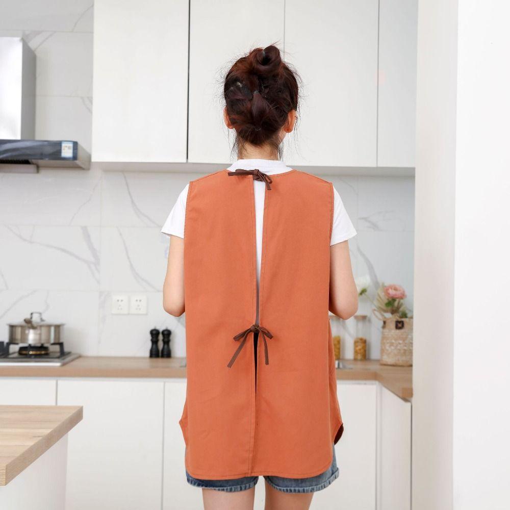 Cotton Stain-Resistant Apron Vest Style Breathable Anti Dirty Vest Bear Pocket Coffee House Uniform Clothing Accessories