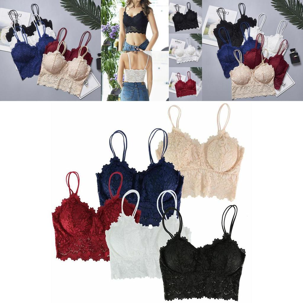 Women's Backless Lace Floral Bralette Crop Top With Padded Comfort**