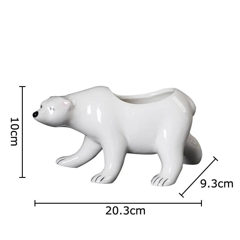 Cartoon Polar Bear Ceramic Vase Creative Small Plant Pots Table Decoration Flowers Arrangement Flower Vase Room Aesthetic Decor
