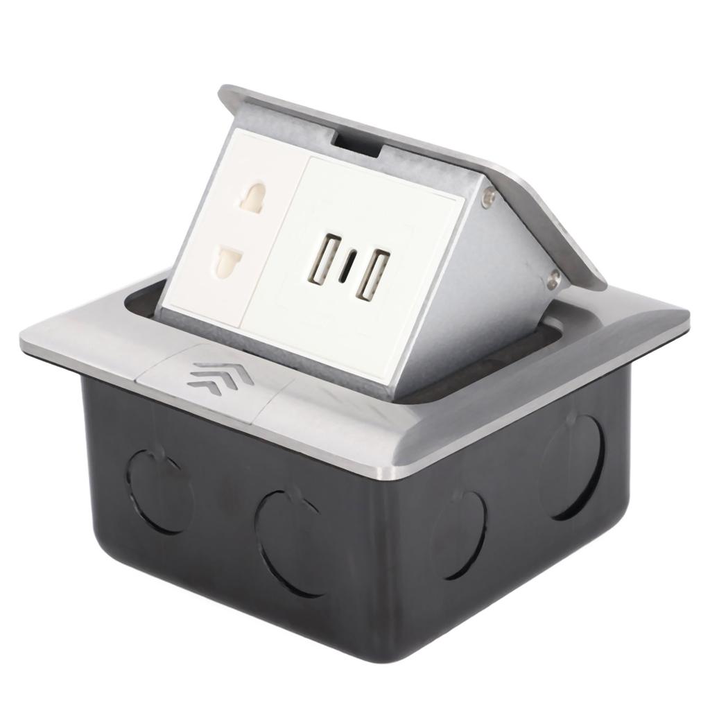 Floor Electrical Outlet Pop Up Damping Desktop Socket TYPEC Dual USB Interface US Standard