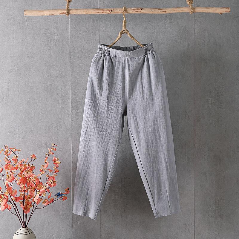 Summer Lightweight Cotton Linen Harem Pants Women's Versatile Casual Loose Slimming Cropped Pants