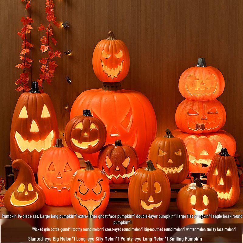 Halloween Light-Up Hollow Pumpkin Lantern for Outdoor Decor