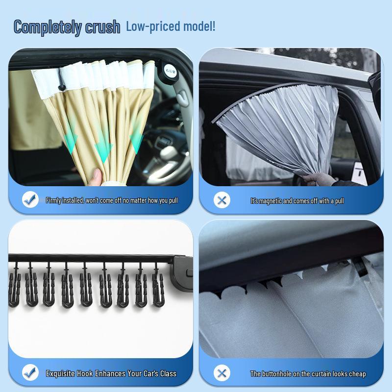 Enhanced One-Button Auto Retractable Car Window Sun Shade Curtain