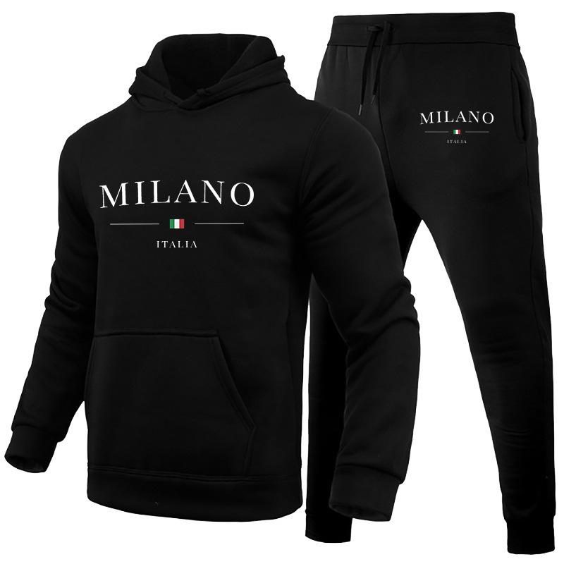 Men's Hoodie Set Milan Printed Sweatshirt Sweatpants Men's Hooded Top + Jogging Pants