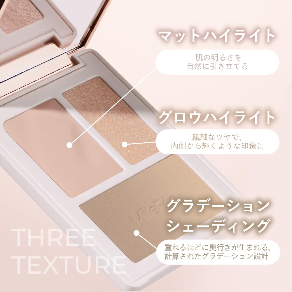MilleFee Palette Contour Visage Cheat Mat Caché Nez Petit MilleFee (04 Beige) Illumination, Ombrage, Lumière, Ombre, 3D, Visage, (Mat/Brillant)