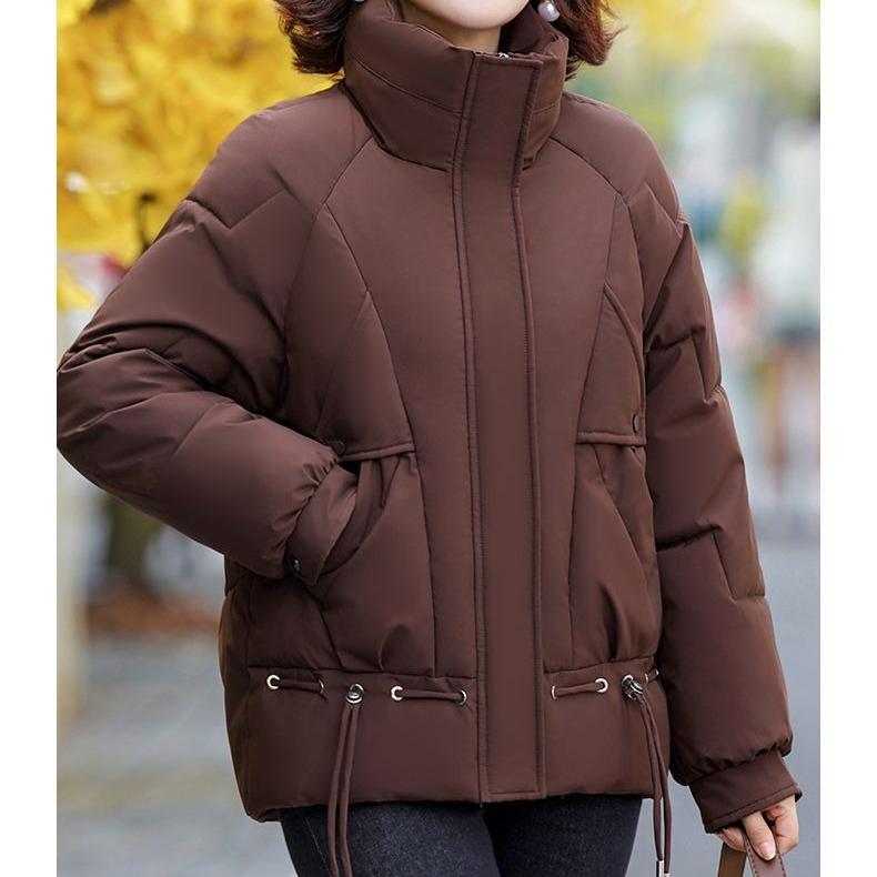 Winter Puffer Jacket Women Thick Warm Quilted Cotton Coat Stand Collar Zipper Loose Outerwear