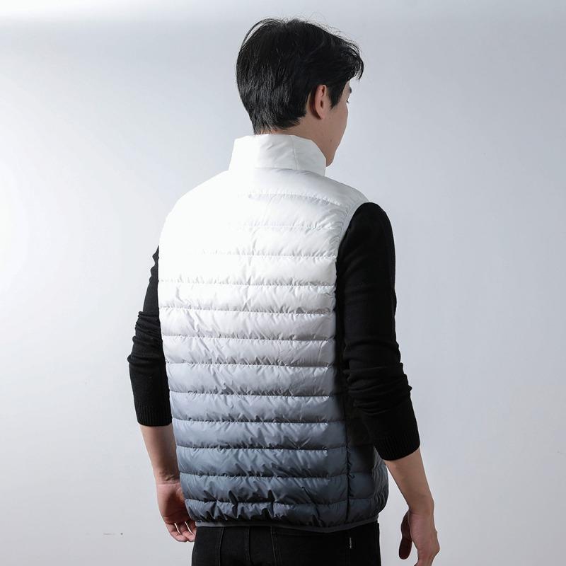 Men's 90 down men's stand-up collar vest white duck down light down jacket gradual change color coat