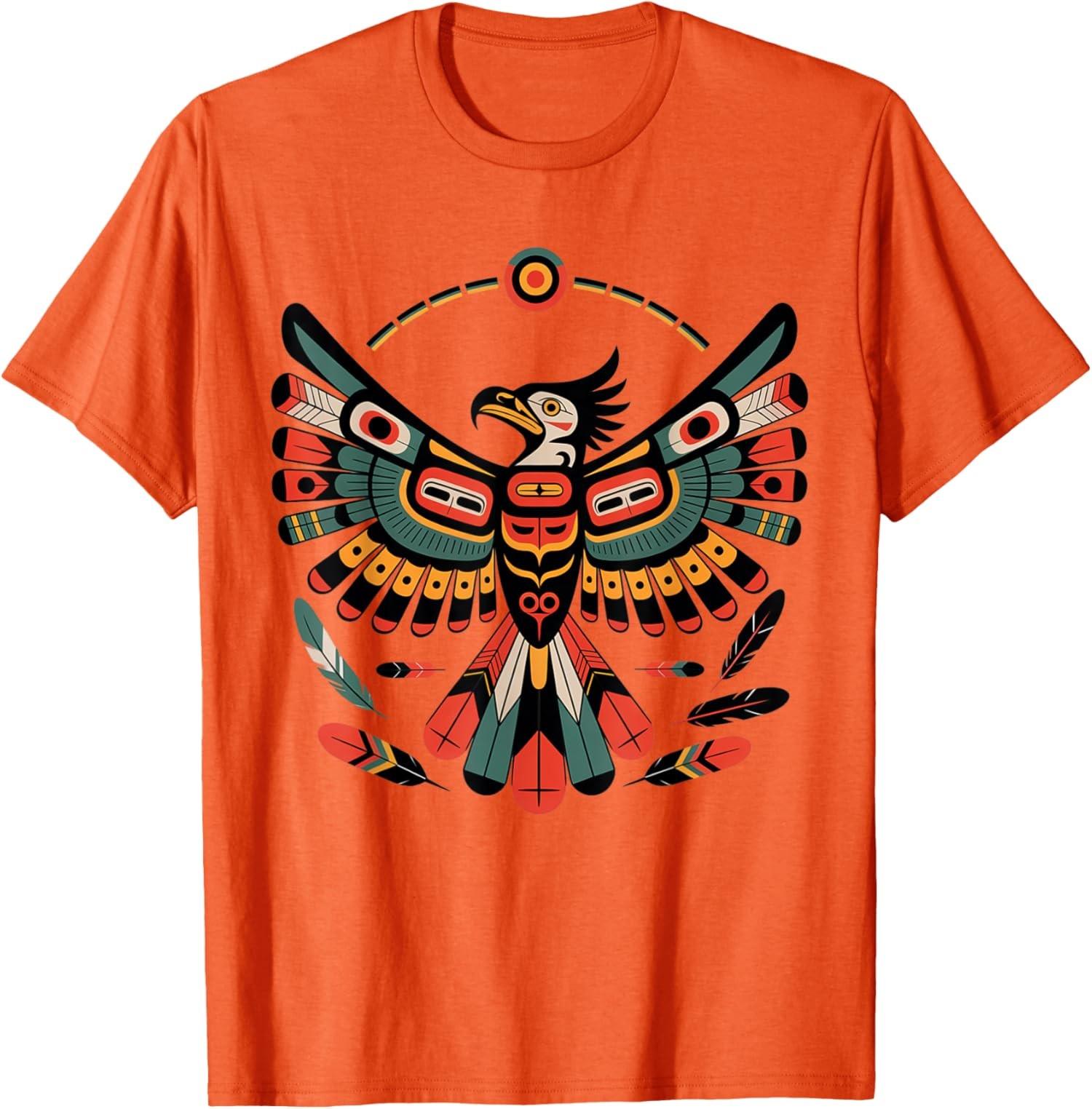 Thunderbird Native American Tribal Art Design Art Unisex T-Shirt S разноцветный