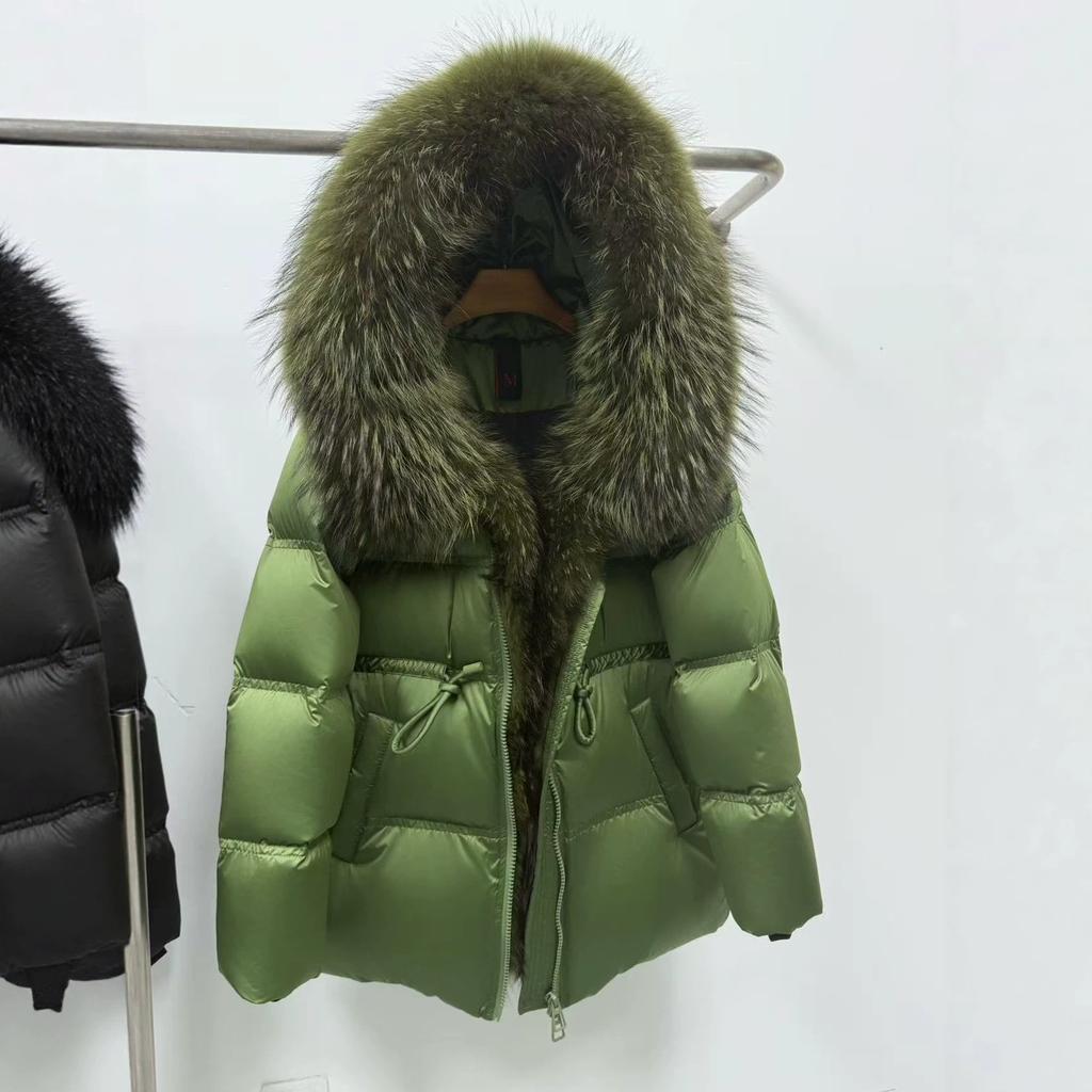 Goose down clothing popular winter new natural removable fox fur down jacket women's waist warm jacket
