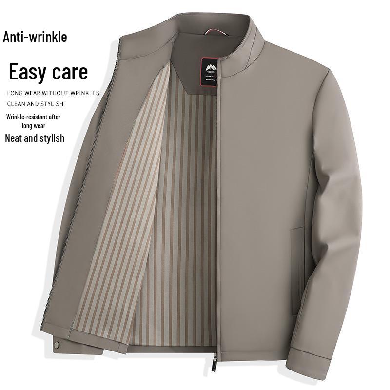 2026 Men's High-Grade Business Casual Stand-Up Collar Jacket: Spring/Autumn Middle-Aged Dad's Top