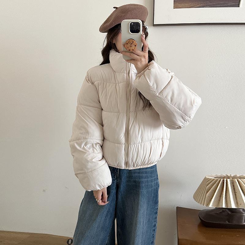

Women s short cotton-padded jacket winter new small stand-up collar down cotton-padded jacket women s thickened cotton-padded jacket S белый