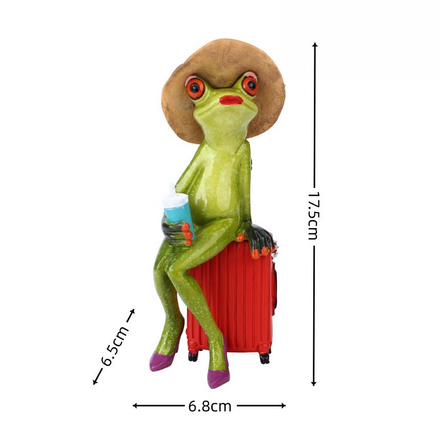 Nordic Elegant Leggy Frog Lady Figurines Shopping Frog Sculpture Resin Animal Statues Funny Frog Home Desktop Living Room Decor