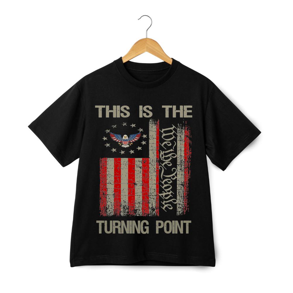 

This Is The Turning Point We The People Flag Graphic T-Shirt Patriotic Tee M