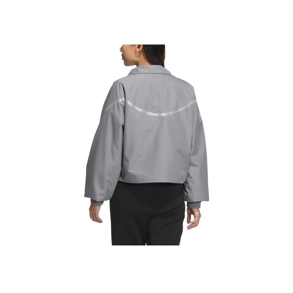 Adidas Fustl W P Jkt2 Stand Collar Loose Comfortable Sports Casual Jacket Women Jackets Gray JM6196