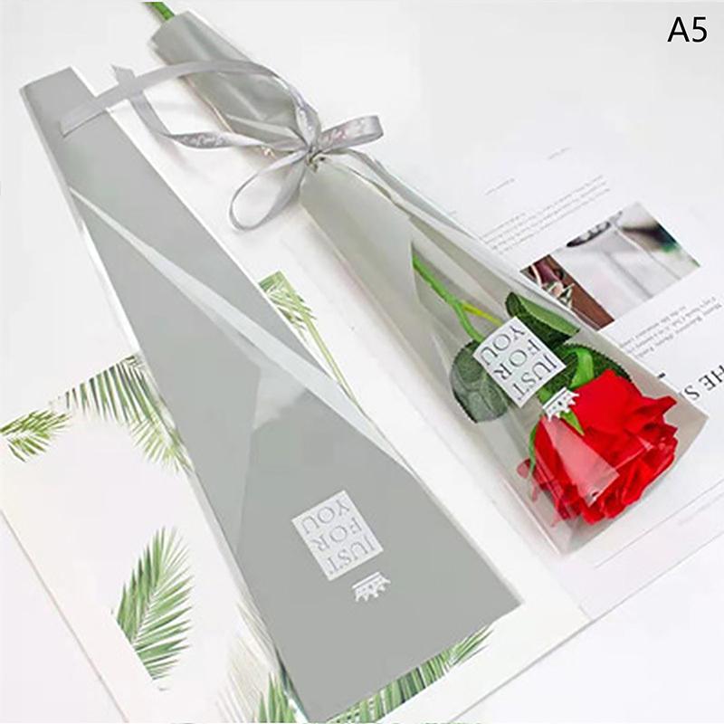 50Pcs Single Rose Sleeves Flower Wrapping Bag Bouquet Packaging Bags Clear Cellophane Floral Wrappers For Valentine'S Day
