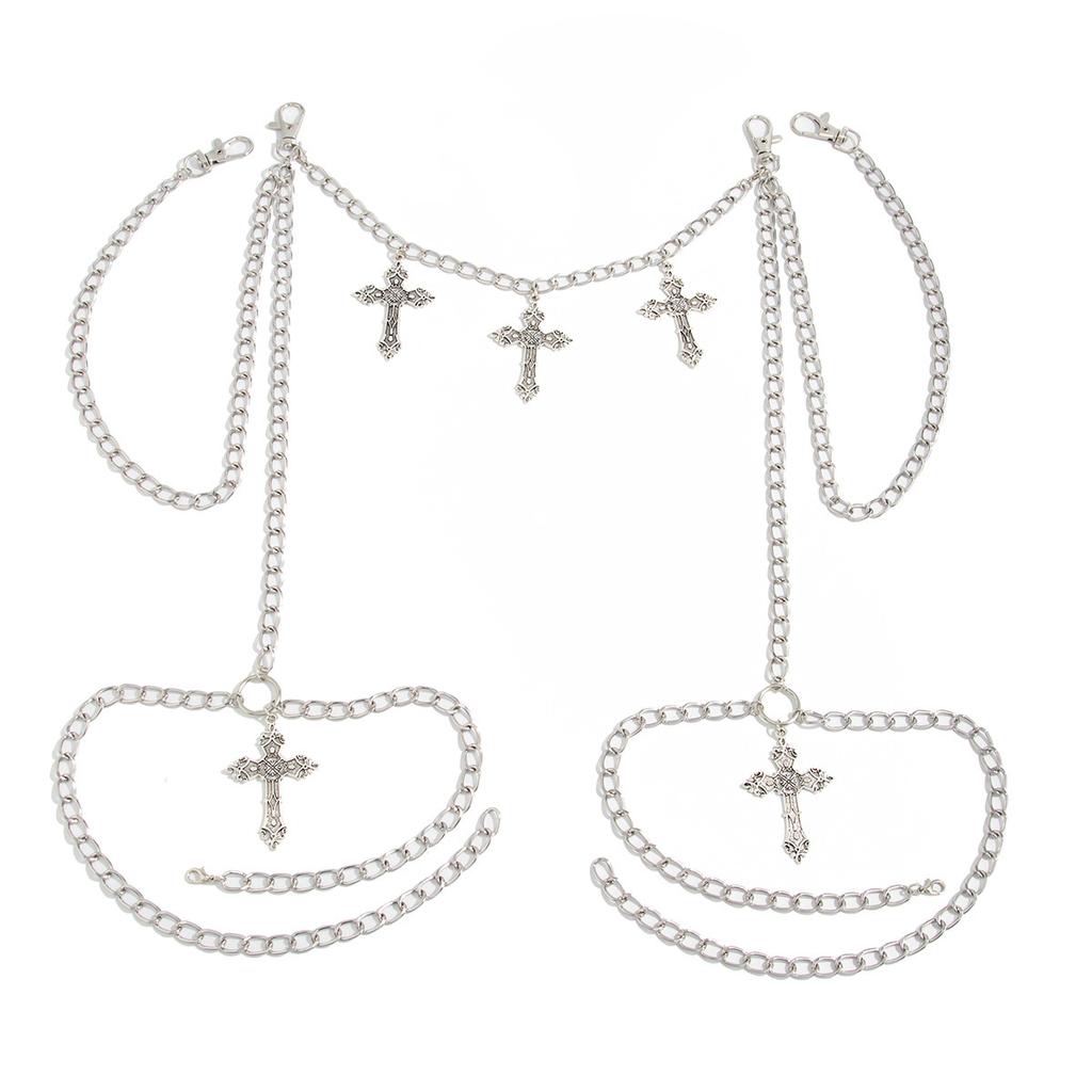 Sexy Spice Girl Cross Pendant Jeans Chain, Hip Hop Metal Chain Thigh Chain Pendant