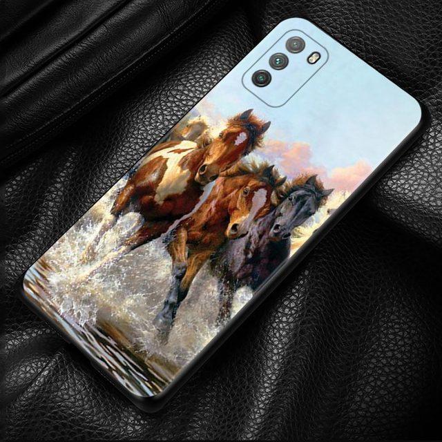 Case For Xiaomi Poco X3 F3 Gt M3 Nfc F1 M3 M4 Pro 5g F3 Gt Cover For Mi 11t 10t Pro 9t 11 Note 10 Lite Civi Shell Running Horses