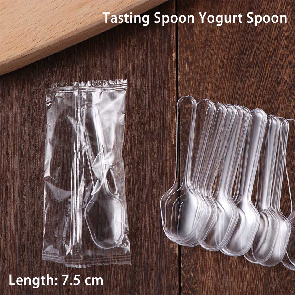 500pcs Disposable Disposable Plastic Spoons Clear Dessert Cake Scoop Tableware