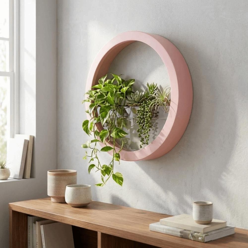 Plastic Hydroponic Vase Round Plant Container Creative Flower Arrangement Office Display