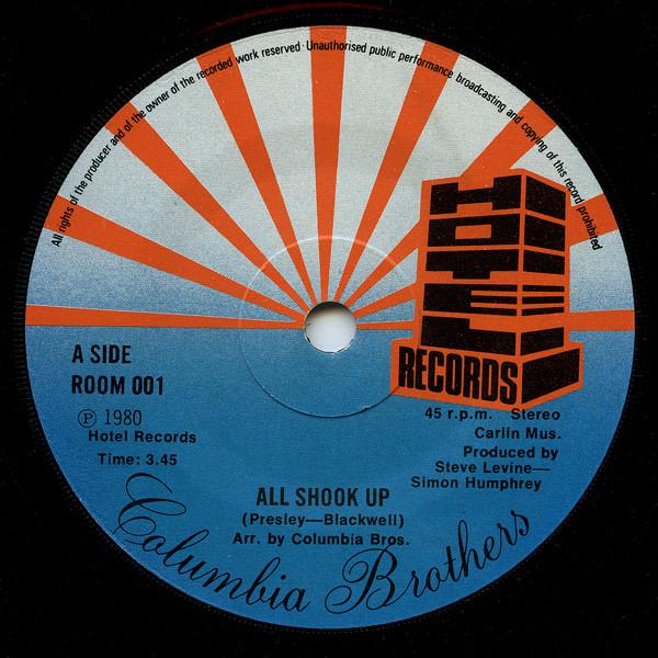 

7inch Record COLUMBIA BROTHERS - All Shook Up ROOM001 Hotel Records 1980 UK Rock Used