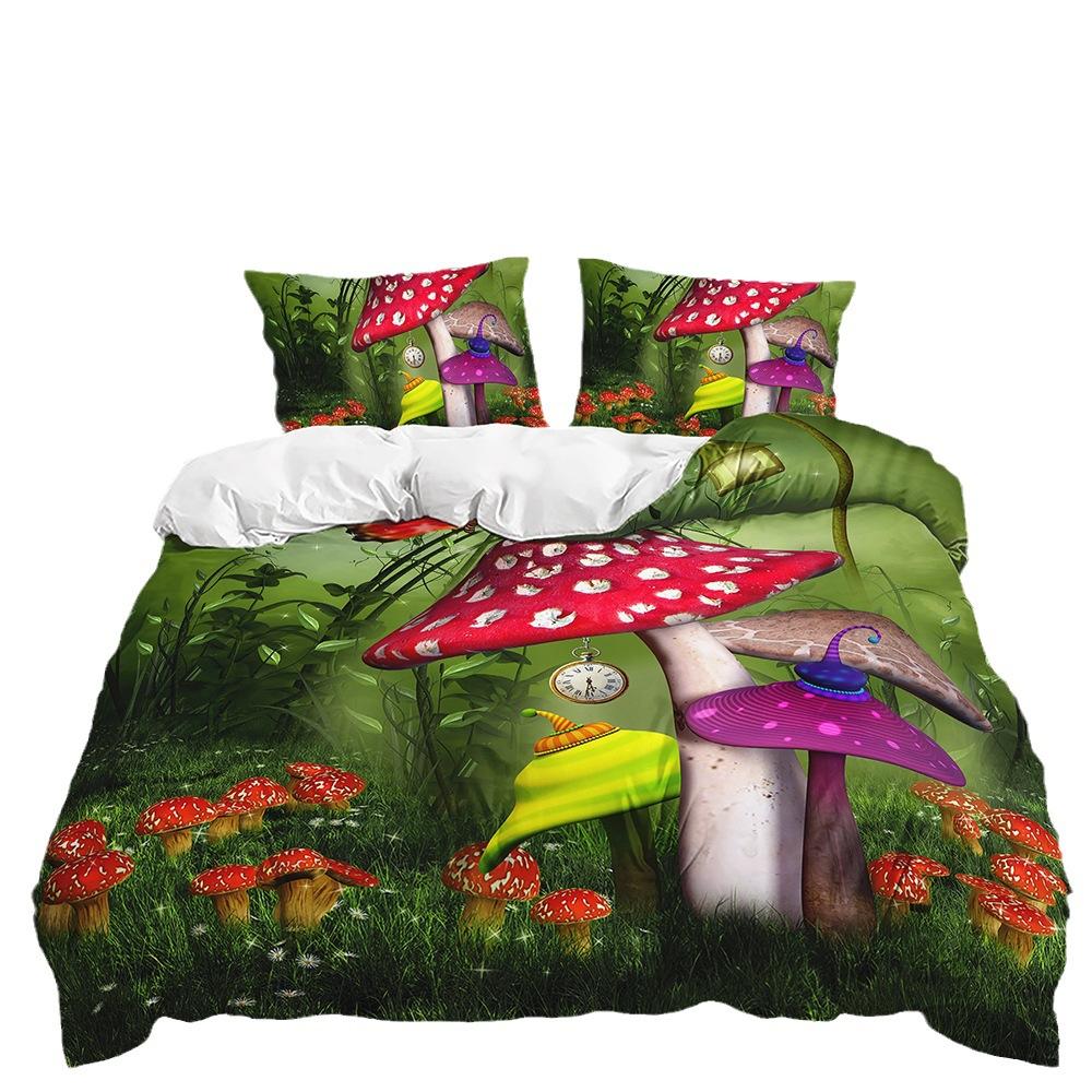 Three-Piece Mushroom Forest Quilt Set Two-Piece Bedding Set