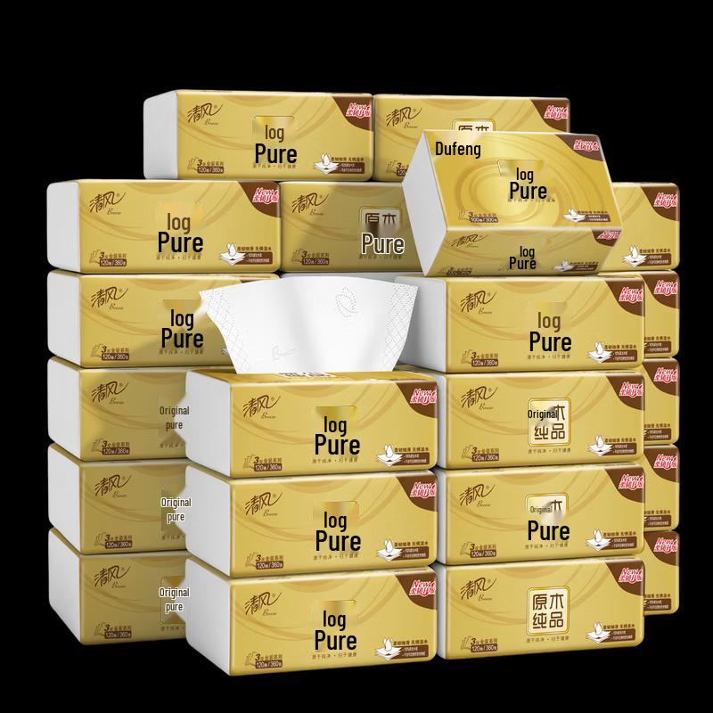 Qingfeng Original Wood Pure Gold Series 3-Ply Facial Tissues