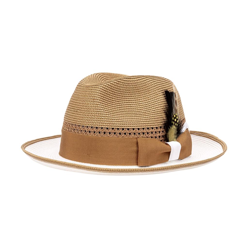 Elegant Raffia Panama Hat With Feather Detail Unisex Foldable Travel Accessory For Beach Party