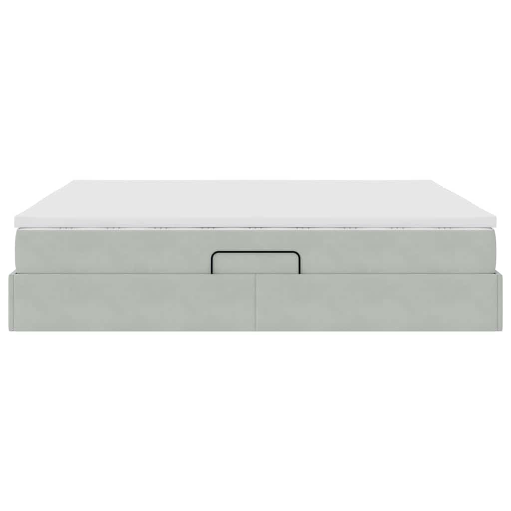 Storage Bed with Mattress Light Grey 160 x 200 cm Velvet