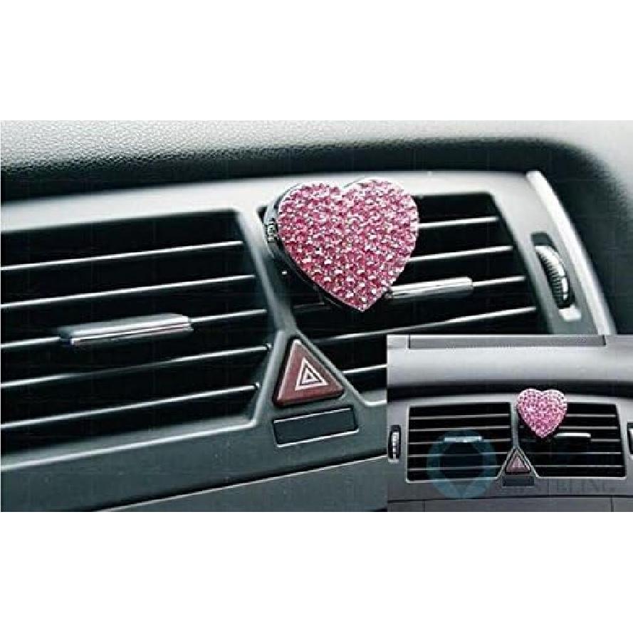 Crystal Bling Sparking Car Fragrance Heart Car Diffusser Air Freshener with Vent Clip(Pink)