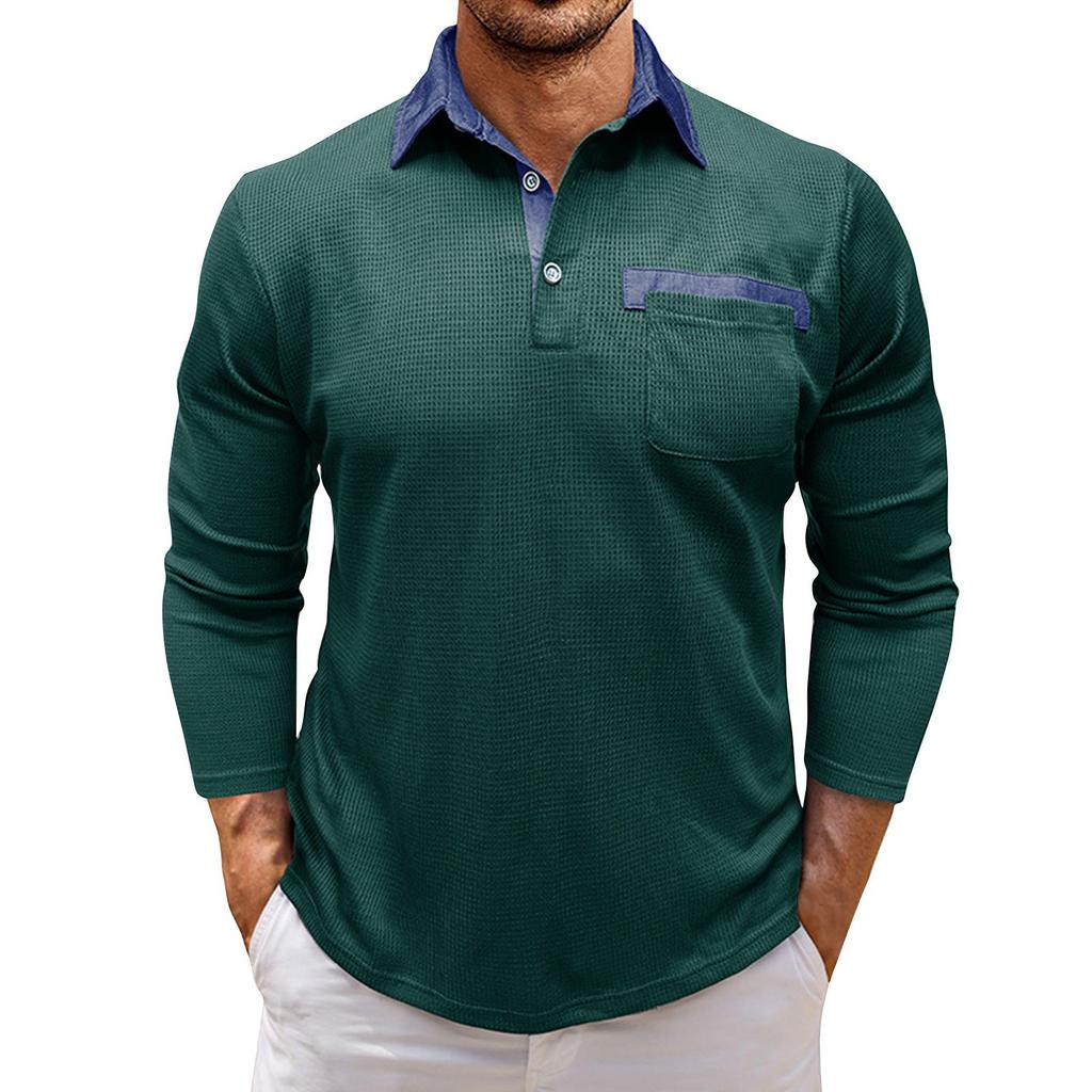 Men's Spring Solid Color Long Sleeve Lapel Shirt Men's Casual Fashion Shirt