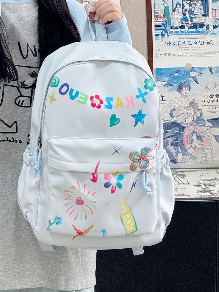 Schoolbag new Korean version Mori graffiti backpack large capacity junior high school student schoolbag fashion campus leisure Harajuku backpack