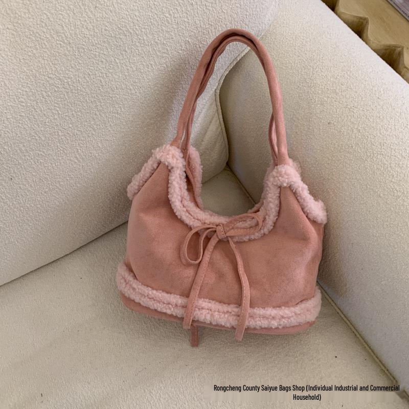 Korean-Style Plush Suede Shoulder Bag for Women - 2025 Fashion