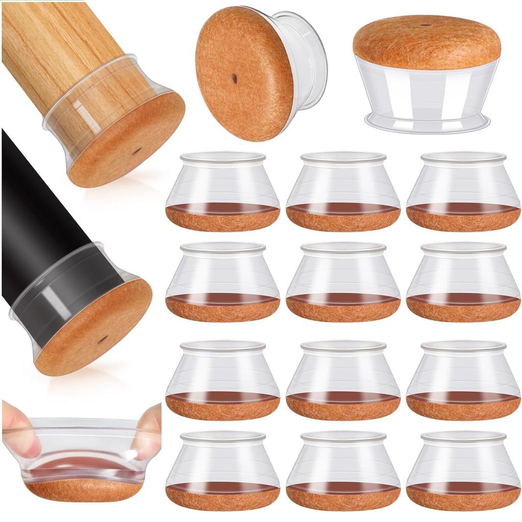 24 Pcs Chair Leg Floor Protectors for Hardwood Floors Silicone Covers Felt Pads Furniture Leg Caps Anti-Scratch Reduce Noise Fit 14-40mm