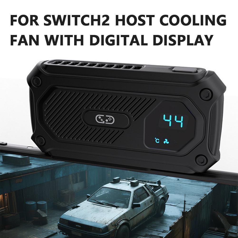 For Switch2 Host Cooling Fan With Digital Display Heat Dissipation Fan For Nintendo 2 Game Console With Two Speed Gears Adjustme nero