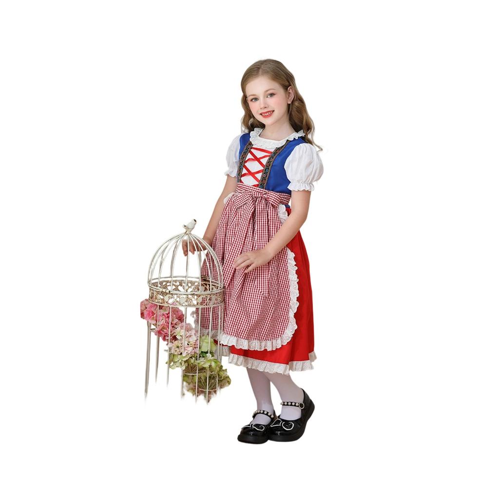 Traditionelles Mädchenkostüm mit Spitzenbesetztem Kleid für Festivals und Mottopartys Cosplay Outfit