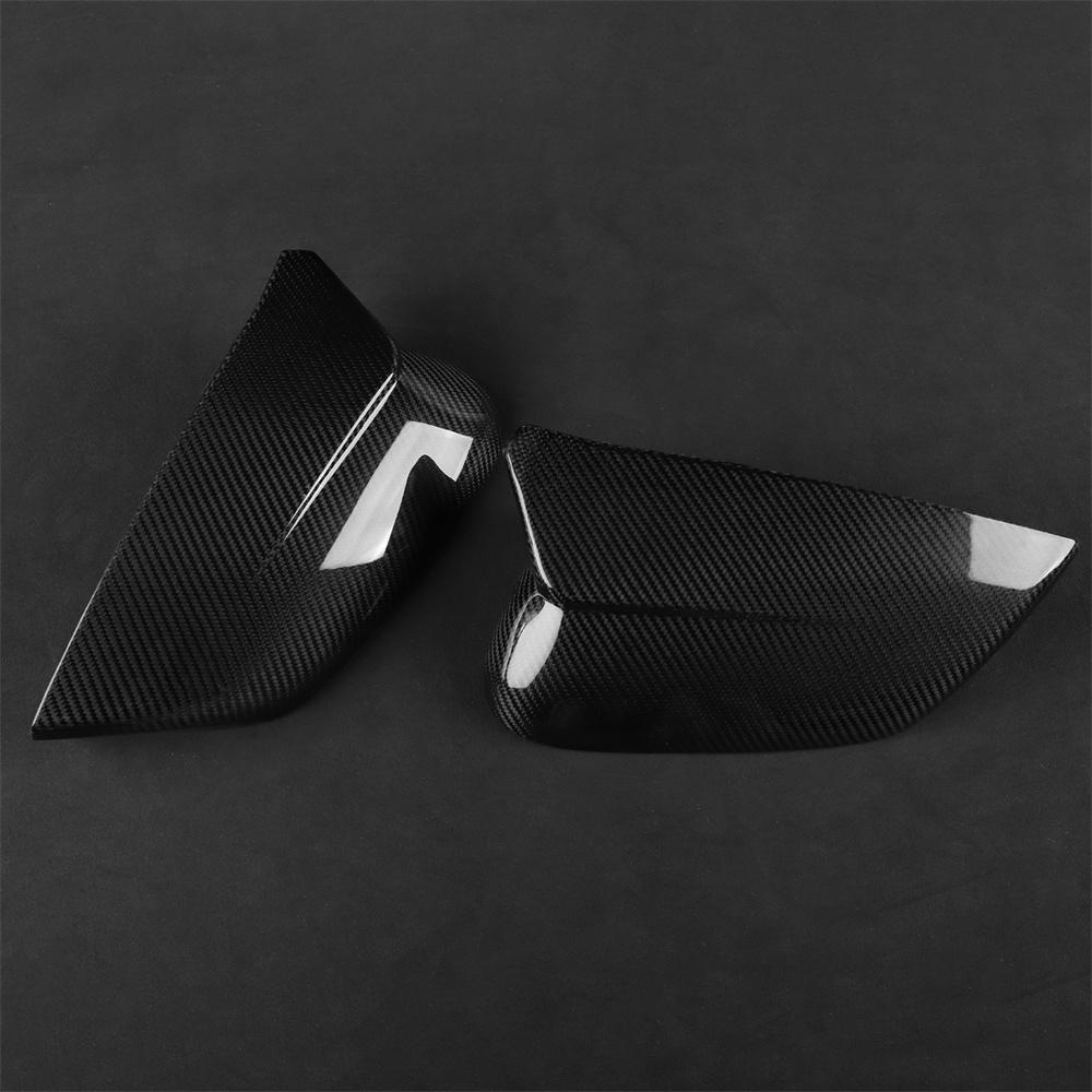 2Pcs Black Carbon Fiber Add-On Mirror Cap Cover Trim For Kia EV6 2022 2023 2024