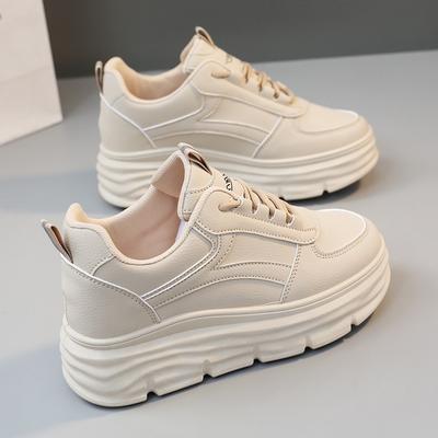 New Leather Women's Shoes Summer White Shoes Thick Sole High-rise Fashion Casual Shoes Versatile Women's Shoes