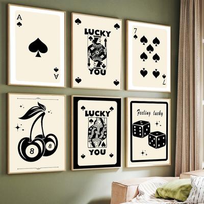 Black Ace Poker Cards Funky αφίσες και εκτυπώσεις Y2k ρετρό, μοντέρνα αισθητική ζωγραφική σε καμβά τοίχου Διακόσμηση σπιτιού σαλονιού