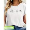 European Sizes Women's   Casual Short Sleeve T-Shirt with Butterfly & Dragonfly Animal Print, Round Neck