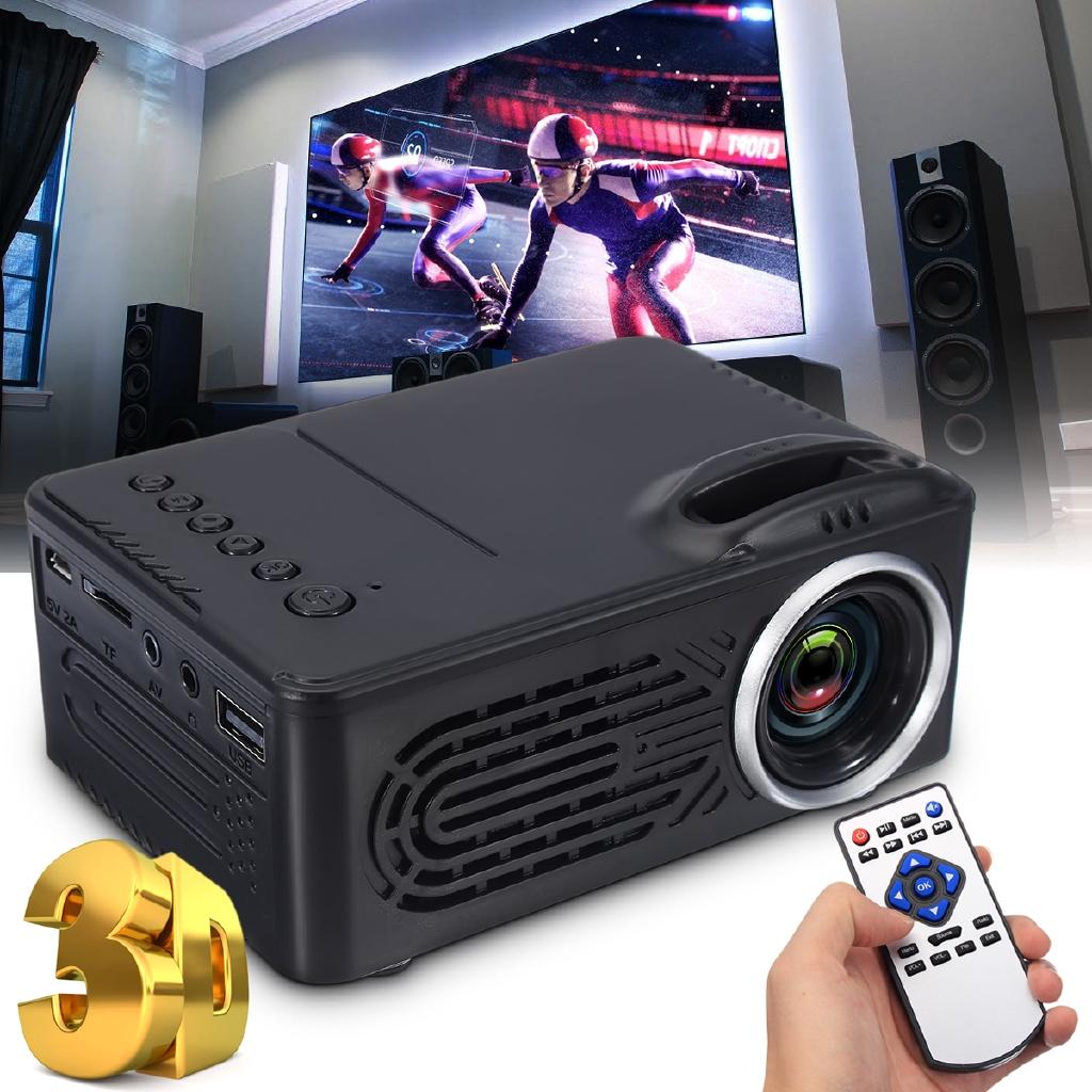 Black HD 1080P Mini Portable LED Video Projector Home Cinema USB SD HDMI Multimedia UK Plug NEW