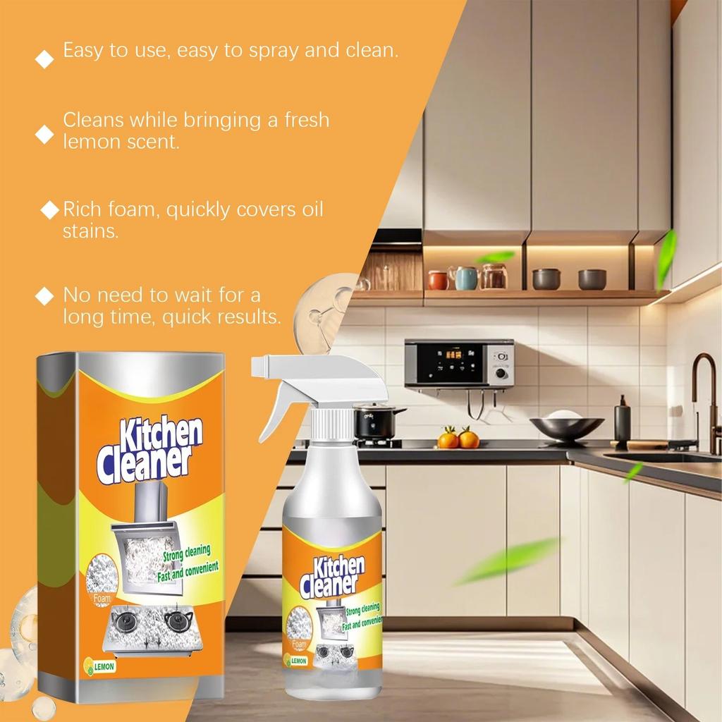 Kitchen Foam Cleaner Powerful Cleaning Grease And Stains Without Damaging Surface Lemon Light Fragrance No Residue No Irritation