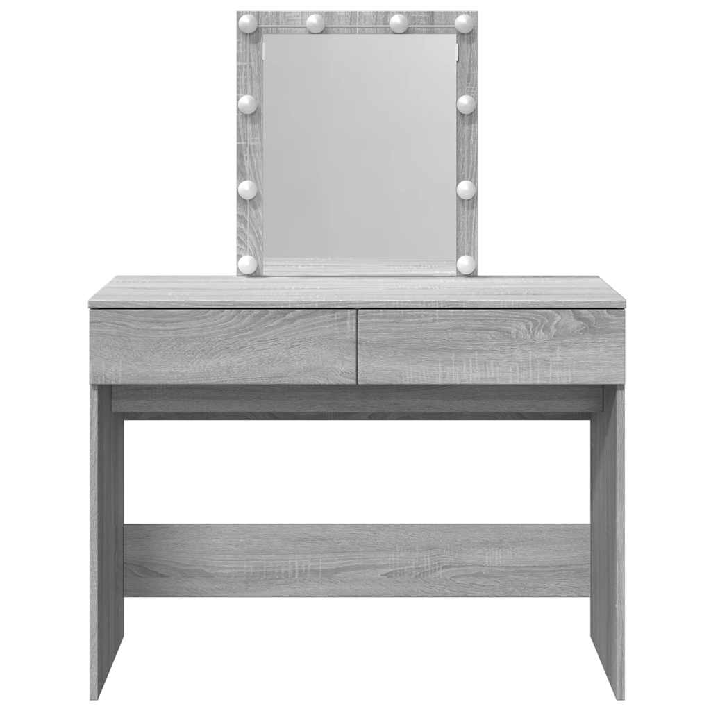Vidaxl Coiffeuse Avec Éclairage LED, Chêne Sonoma Gris, 100X40X130 Cm