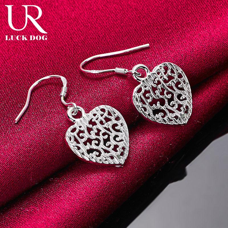 Cercei cu pandantiv în formă de inimă, argint 925, bijuterii la modă pentru nuntă