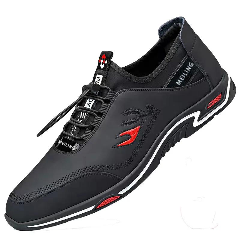 Fashion Men' Casual Canvas Shoes Summer Shallow Leather Shoe Breathable Shoes for Men Outdoor Driving Shoes Original Lace-up Men Loafers