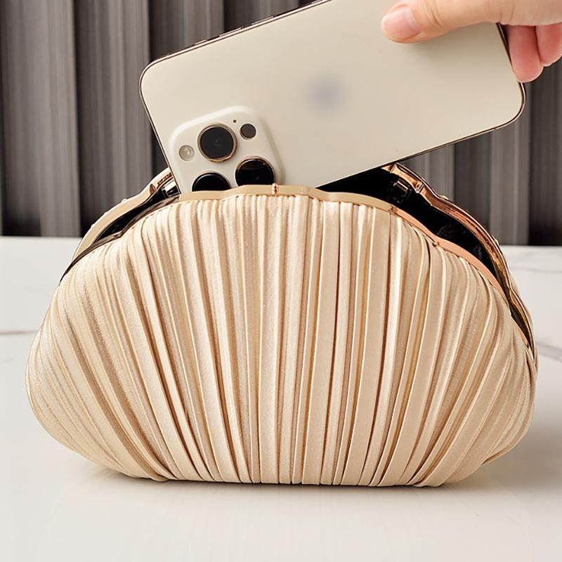 Beige Handbag Shell-shaped Luxury Designer Bag 2026 Brand Striped PU Crossbody Women's Bags Fashion Summer Evening Party Wallet