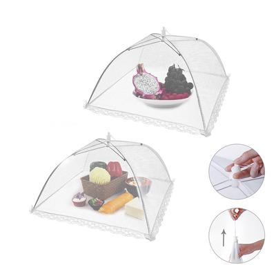 Couvercle Alimentaire Pliable Ustensiles de Repas Filet Anti-Mouche Moustique Tente Parapluie de Cuisine Protection Réutilisable Légumes Fruits BBQ Outils Alimentaires