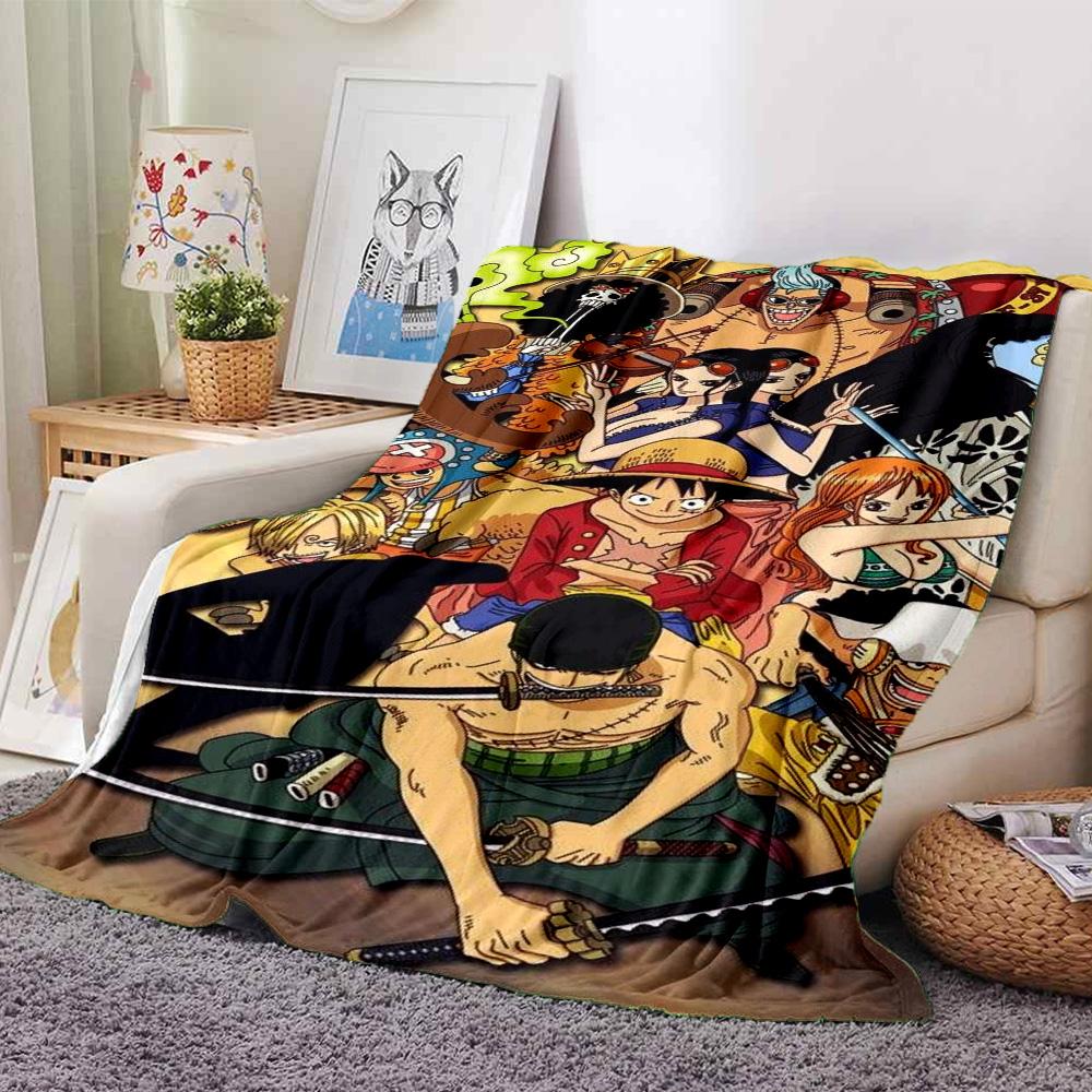 One Piece Adventure Flannel Blanket Super Soft Warm Cozy Blanket For Sofa Bed Office Travel Allseason Home Decor Gift