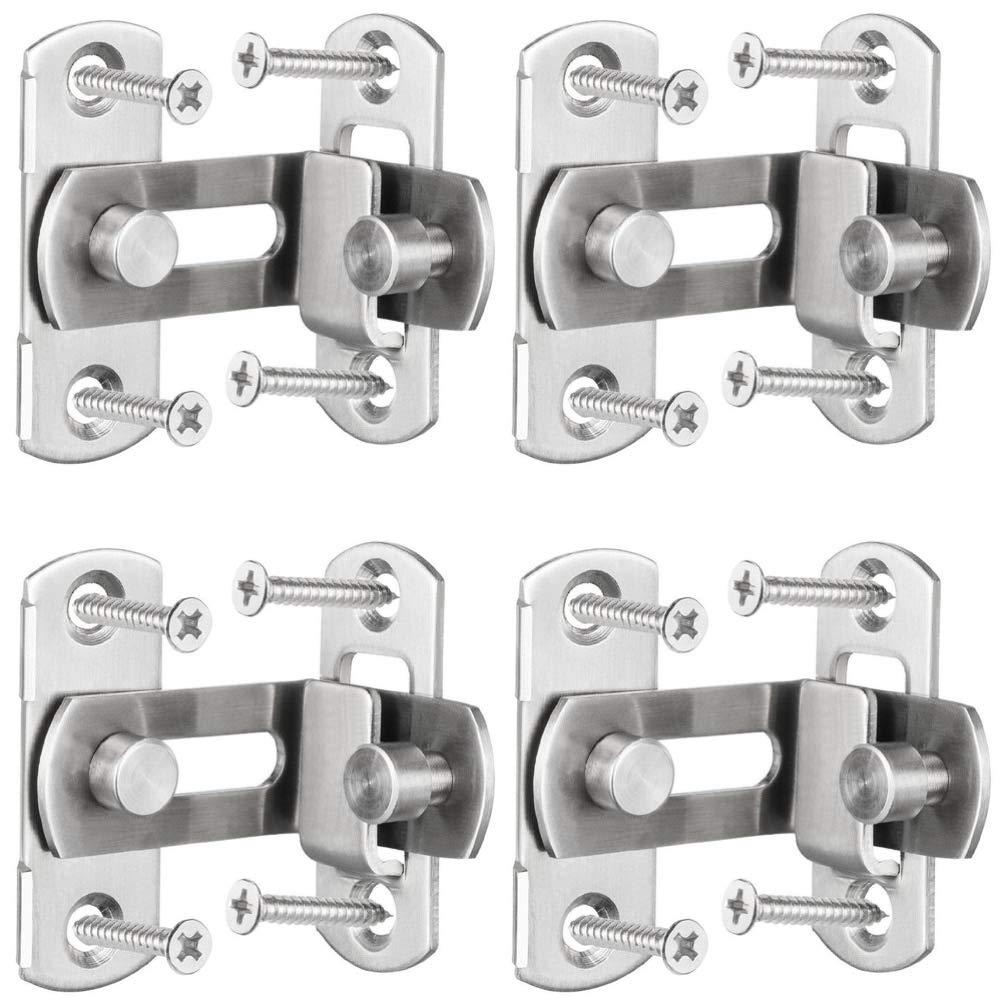

Rubonarie Door Buckle, 90 Degree, for Sliding Doors, Keys, and Clasp, Aftermarket Sliding Doors, Security Measures (Silver, 4 Pieces)